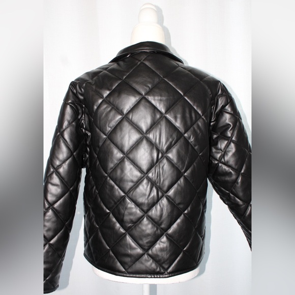 NWT Z Supply Heritage Black Faux Leather Quilted Jacket - Size Small - Picture 7 of 8